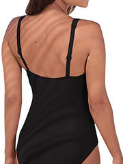 Women's Swimwear One Piece Monokini Bathing Suits Normal Swimsuit Tummy Control Ruched Slim Solid Color Black Wine