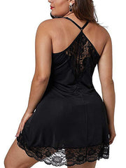 Women's Sexy Lace Backless Slip Dress - Cozy Mini Nightwear for Home Lounge