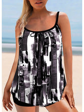 Women's Swimwear Tankini 2 Piece Plus Size Swimsuit 2 Piece Printing Floral Black White Blue Tank Top Bathing Suits Sports Summer