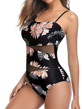 Women's One Piece Monokini Swimsuit - Backless, Tummy Control, Mesh Print