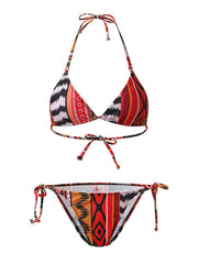 Women's Swimwear Bikini 2 Piece Normal Swimsuit Backless Lace up Striped Tropical Rainbow Bathing Suits Sexy Party Active / Vacation / New / Padded Bras