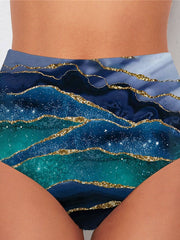 Women's Gradient Blue High-Waisted Swim Cover-Up: Fashionable, Sexy Beachwear for Vacation & Sports