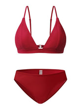 Women's Swimwear Bikini 2 Piece Normal Swimsuit Backless High Waist Solid Color Black Blue Pink Yellow Wine Padded Bathing Suits Sexy Fashion Sexy / New / Padded Bras