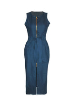 Sleeveless Women's Denim Maxi Dress - Lace-Up Bodycon for Casual & Vacation