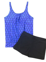 Women's Swimwear Tankini 2 Piece Normal Swimsuit High Waist Slim Polka Dot Blue Purple Bathing Suits Sports Basic Casual / New / Padded Bras