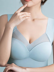 Women's Wireless Bras Fixed Straps Full Coverage V Neck Breathable Pure Color Pull-On Closure Casual Daily Nylon 1PC Pink Bras & Bralettes