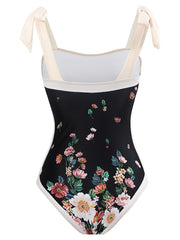 Women's Swimwear One Piece 2 Piece Normal Swimsuit Printing Floral Black Navy Blue Blue Bodysuit Bathing Suits Elegant Beach Wear Summer