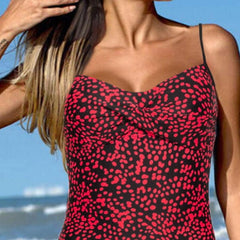 Women's Swimwear Tankini 2 Piece Normal Swimsuit High Waisted Polka Dot Red Padded Strap Bathing Suits Sports Vacation Sexy / New