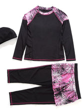 Women's Swimwear Three Piece Rash Guard Diving Plus Size Swimsuit Splice for Big Busts Color Block Black Gray Dusty Blue T shirt Tee Scoop Neck Bathing Suits Sports Vacation Fashion / New