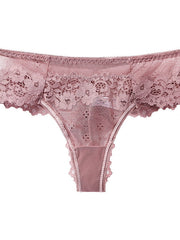 Womens Underwear Lace Hollow Out Hipster Panties Solid Color T Back Low Waist Ladies Briefs