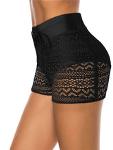 Plus Size Women's Lace Swim Cover Up Shorts - High Waist Monokini Swimsuit for Vacation & Sports