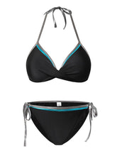 Women's Swimwear Bikini 2 Piece Normal Swimsuit Lace up Push Up Color Block Light Blue Black Light Green Fuchsia Halter Bathing Suits Sexy Casual Holiday / Sports / New / Padded Bras