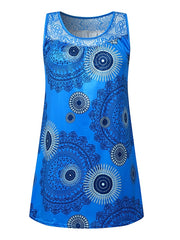 Women's Sleeveless Street Print Crew Neck Sport Casual Dress