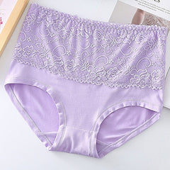 Women's Brief Underwear 1 PC Underwear Fashion Simple Sexy Lace Hole Flower Polyester High Waist Sexy Black Purple Pink