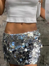 Women's Sparkly Skirt Mini Polyester Silver Skirts Sequins Sparkle