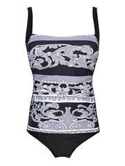 Women's Swimwear One Piece Normal Swimsuit Printing Graphic Black Yellow Bodysuit Bathing Suits Sports Beach Wear Summer