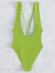 Women's Swimwear One Piece Monokini Bathing Suits Normal Swimsuit Backless Striped Green Black Plunge Bathing Suits New Vacation Sexy / Modern