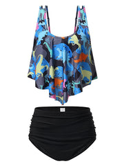 Women's Swimwear Tankini 2 Piece Plus Size Swimsuit Quick Dry Water Sports Ruffle High Waisted for Big Busts Dot Leaf figure 1 figure 2 Picture 10 image 3 Figure 4 Bathing Suits New Fashion Sexy