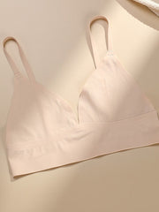 Women's Wireless Bras Sports Bras Fixed Straps Sheer Bras 3,4 Cup V Neck Yoga Breathable Push Up Pure Color Pull-On Closure Sport Date Casual Daily Nylon 1PC Beige , Bras & Bralettes , 1 PC