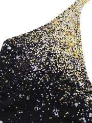 Women's Tankini Swim Dress 2-Piece Halter Swimsuit, Modest Ombre Padded Beachwear, Sports Vacation