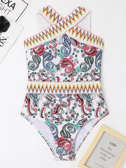 Women's Swimwear One Piece Normal Swimsuit Printing Paisley Beige Bodysuit Bathing Suits Sports Beach Wear Summer