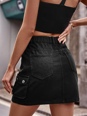 Women's Skirt Cargo Skirt Straight Above Knee Denim Black Army Green Skirts Pocket Fashion Casual Daily