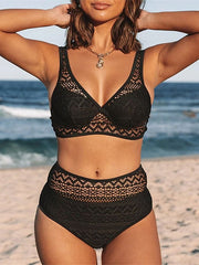 Women's Swimwear Bikini Monokini 2 Piece Plus Size Swimsuit Open Back Printing Pure Color Black Tank Top V Wire Bathing Suits Sexy Vacation Fashion