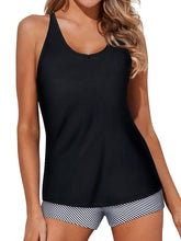 Women's Swimwear Tankini 2 Piece Normal Swimsuit 2 Piece Printing Striped Top Bathing Suits Sports Beach Wear Summer