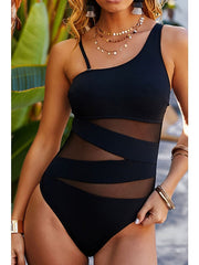 Women's Swimwear One Piece Monokini Bathing Suits Normal Swimsuit High Waist Open Back Mesh Pure Color Green Black Dark Green Red Padded Strap Bathing Suits New Casual Vacation / Sexy / Modern