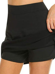 Women's Skort Black White Wine Active Casual Weekend Side Pockets Short Comfort Plain