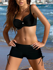 Women's Swimwear Bikini 2 Piece Normal Swimsuit Lace up Push Up Color Block Black Pink Yellow Orange Halter Bathing Suits Sports Party Active / New / Padded Bras