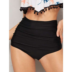 Women's Swimwear Bikini Bottom Normal Swimsuit Short High Waisted Solid Color Black Padded Bathing Suits Sports Vacation Beach Wear