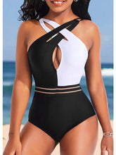 Women's Swimwear One Piece Normal Swimsuit Cut Out Color Block Black Bodysuit Bathing Suits Sports Beach Wear Summer