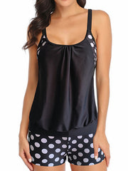 Women's Swimwear Tankini 2 Piece Plus Size Swimsuit 2 Piece Open Back Polka Dot Green Black Blue Red Padded Bathing Suits New Vacation Casual / Modern / Spa / Print