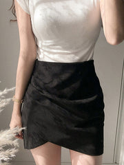 Women's Skirt Work Skirts Mini Suede Black Pink khaki Grey Skirts Fashion Office , Career Daily