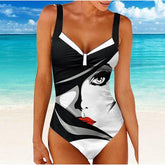 Women's Swimwear One Piece Monokini Bathing Suits Normal Swimsuit High Waisted Abstract Black Padded V Wire Bathing Suits Sports Vacation Sexy / New
