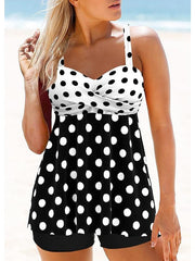 Women's Swimwear One Piece 2 Piece Normal Swimsuit 2 Piece Printing Polka Dot Black Bathing Suits Sports Beach Wear Summer
