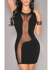 Women's Sheath Dress Sexy Dress Summer Dress Mini Dress Black Sleeveless Pure Color Hollow Out Summer Spring Crew Neck Hot Party Slim