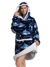 Women's Oversized Plush Hoodie Blanket Pajamas - Winter Wearable Nightgown with Pockets