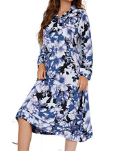 Women's Cotton Nightgown - Soft, Warm, Long Sleeve Lapel Dress for Home & Bed (Winter/Fall)