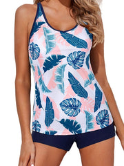 Women's Swimwear Tankini 2 Piece Normal Swimsuit 2 Piece Printing Striped Floral White Yellow Pink Blue Purple Tank Top Bathing Suits Sports Beach Wear Summer