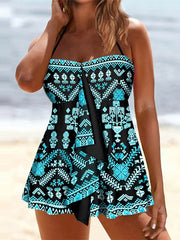 Women's Swimwear Swimdresses Normal Swimsuit 2 Piece Printing Geometic Yellow Pink Blue Bathing Suits Sports Beach Wear Summer