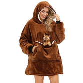 Women's Pajamas Nightgown Wearable Blanket Hoodie Fleece Warm Cartoon Star Long Sleeve Pocket