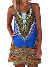 Women's Sleeveless Geometric Print Vacation Weekend Strap Dress