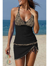 Women's Swimwear Tankini 2 Piece Normal Swimsuit Ruched 2 Piece Printing Leopard Camouflage Brown Tank Top Bathing Suits Sports Beach Wear Summer