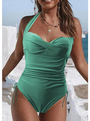 Women's Swimwear One Piece Normal Swimsuit Quick Dry Tummy Control Plain Black Navy Blue Green Bodysuit Bathing Suits Sports Beach Wear Summer