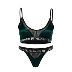 3Xl Plus Size Sexy Lingerie Set Bralette Women Bra Letter Print Lace Patchwork Women Underwear Sets Bra And Panty Set - Sheseelady