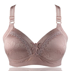 Women's Wireless Bras Full Coverage Pure Color Hook & Eye Cotton 1PC Plus Size