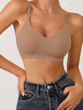 Women's Wireless Bras Padded Bras Double Strap Adjustable Full Coverage V Neck Breathable Pure Color Pull-On Closure