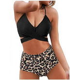 Women's Swimwear Bikini 2 Piece Normal Swimsuit High Waist Slim Sexy High Waisted Solid Color Leopard Print Leopard Mei Hong Black Purple Green Bathing Suits Sexy Active Basic